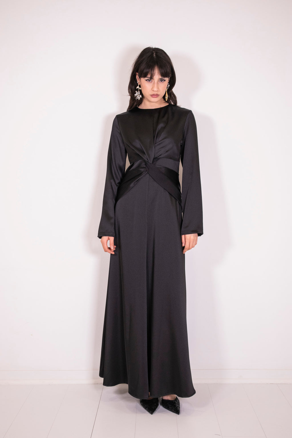 ABITO LUNGO DROPE SATIN