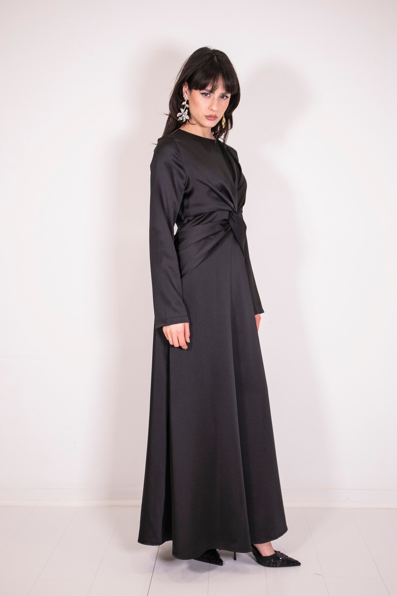 ABITO LUNGO DROPE SATIN