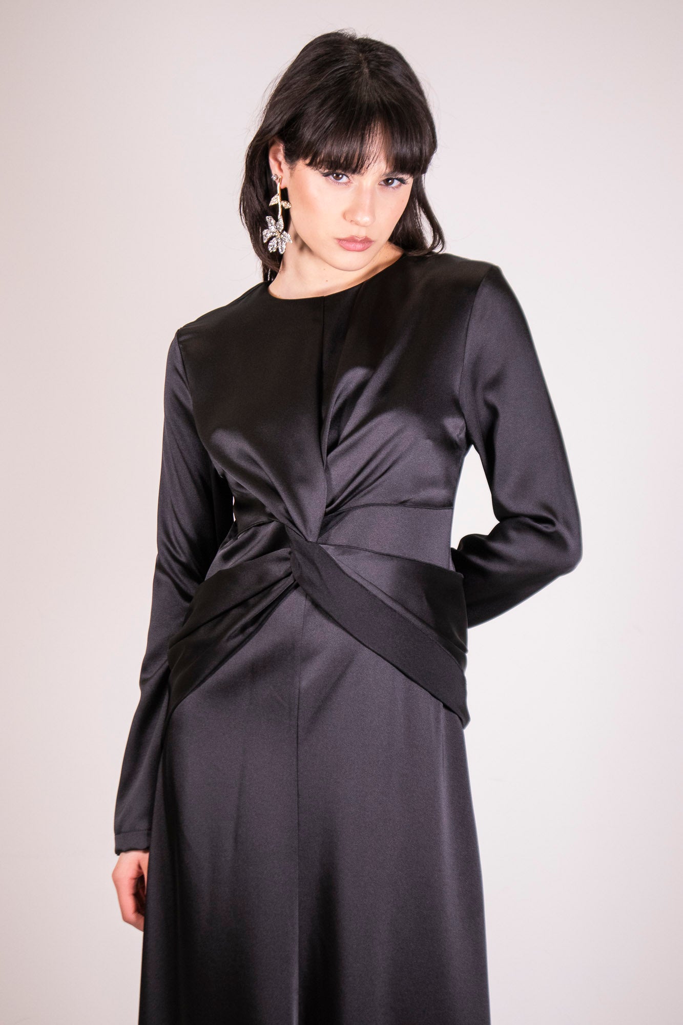 ABITO LUNGO DROPE SATIN