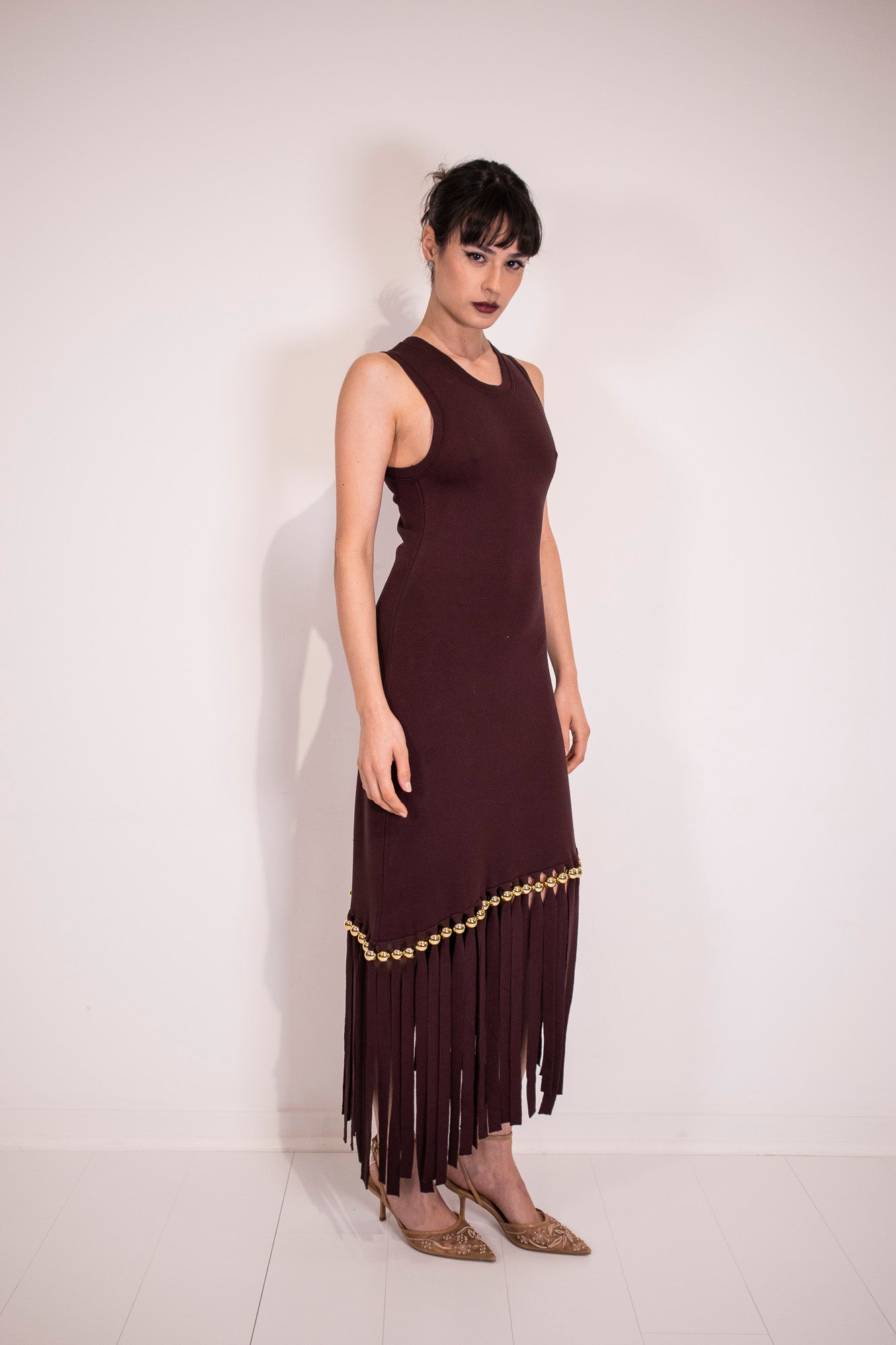 ABITO MIDI FRINGES GOLD