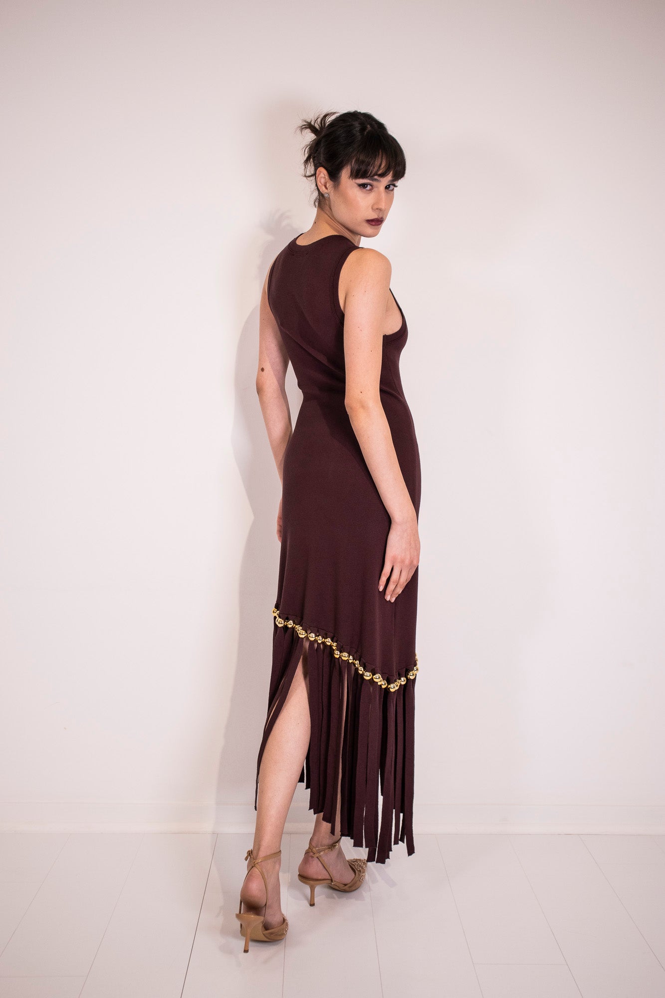 ABITO MIDI FRINGES GOLD
