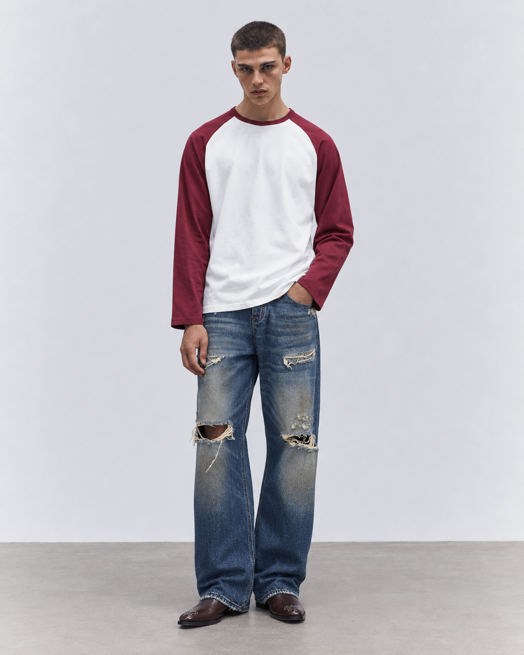 T-SHIRT LONGSLEEVE BICOLOR IN COTONE 210 GR