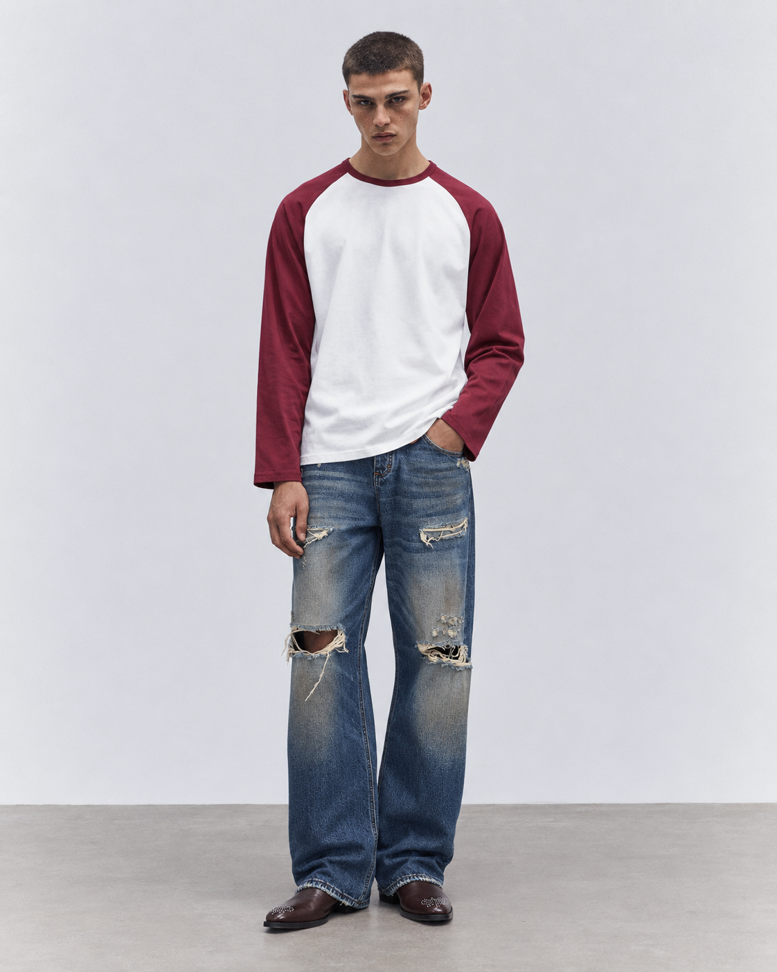T-SHIRT LONGSLEEVE BICOLOR IN COTONE 210 GR