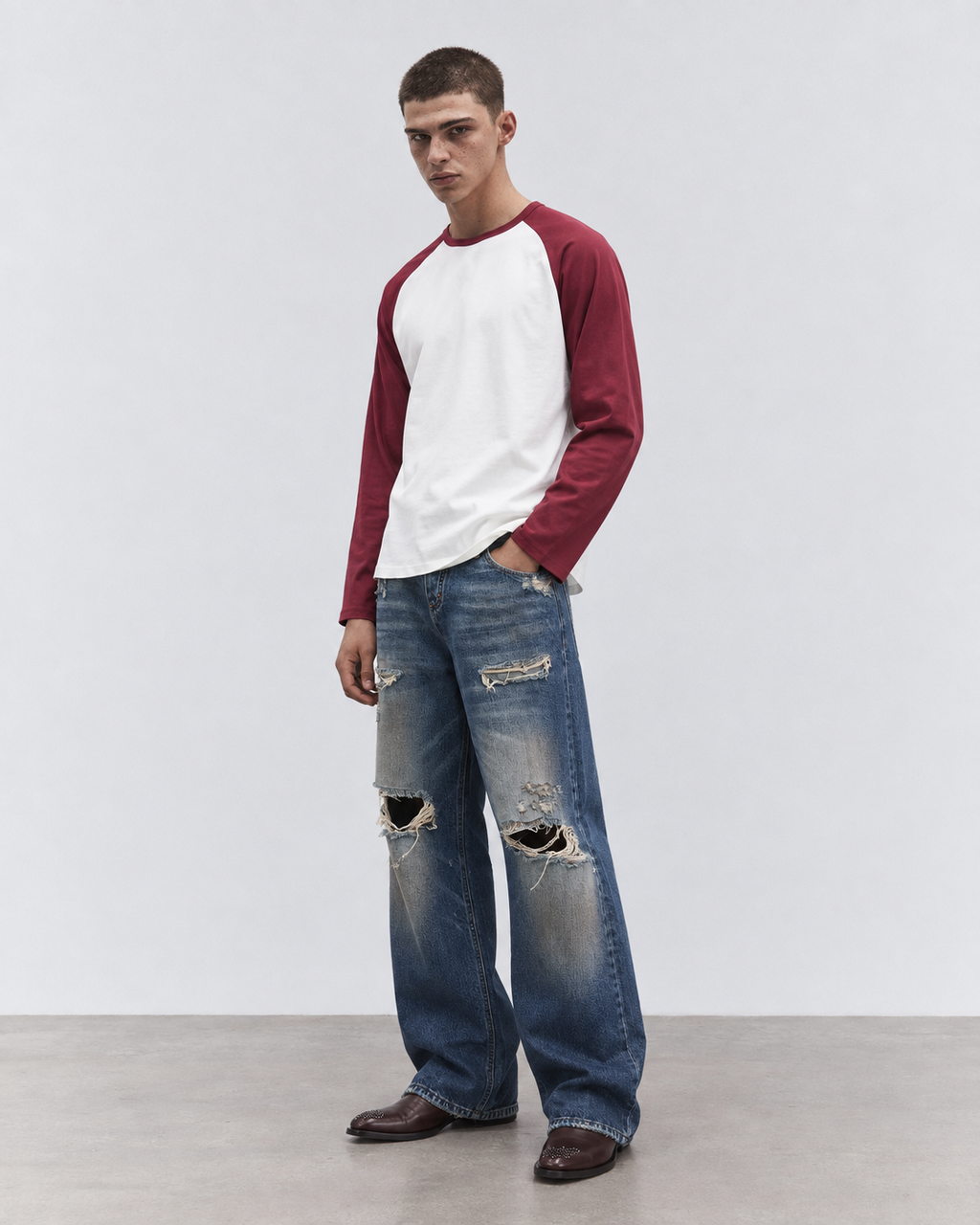 T-SHIRT LONGSLEEVE BICOLOR IN COTONE 210 GR