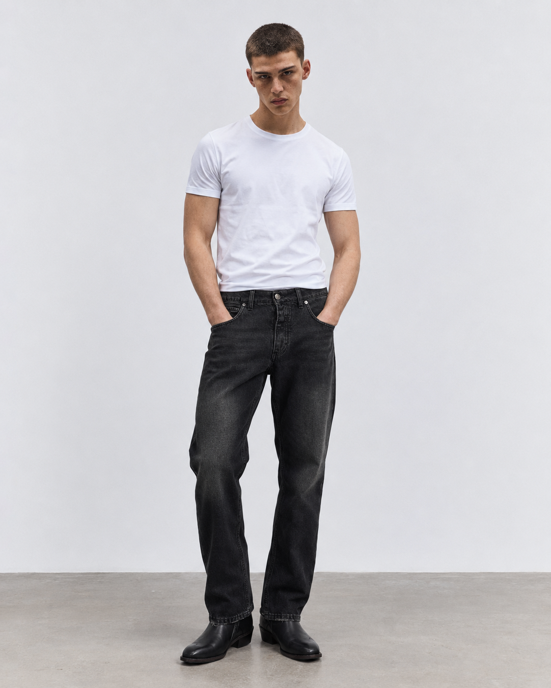 DENIM STRAIGHT FIT STONE WASH SABBIATO