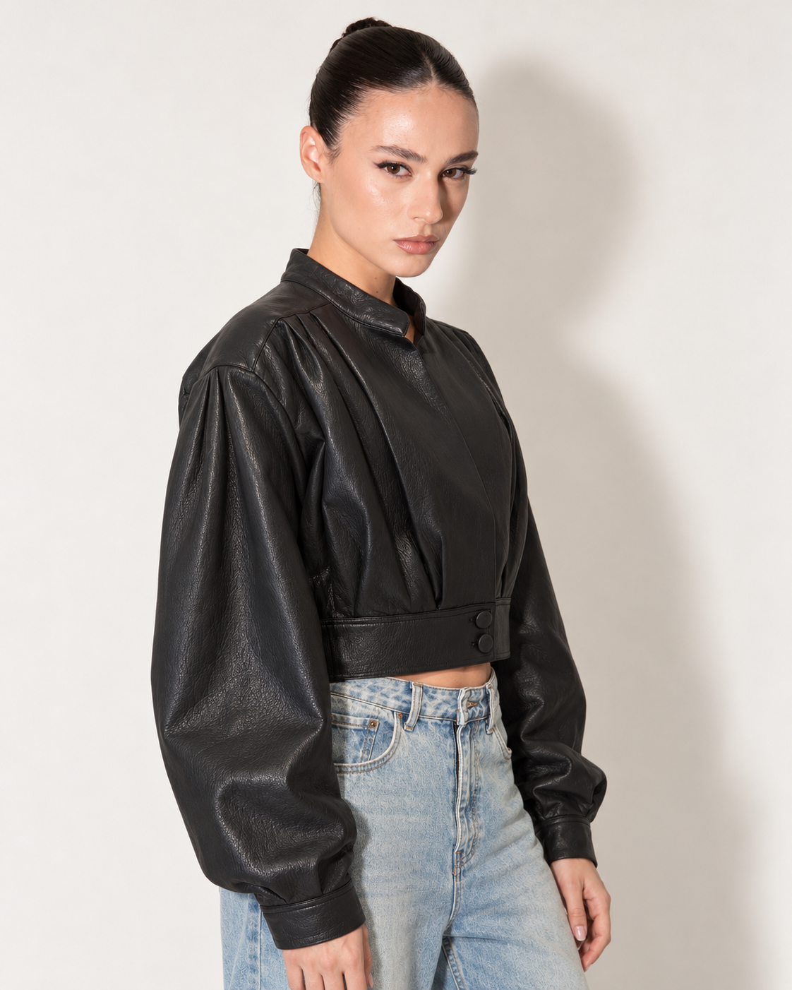 GIACCA LEATHER PIEGHE