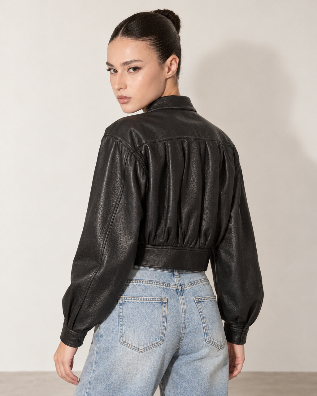 GIACCA LEATHER PIEGHE