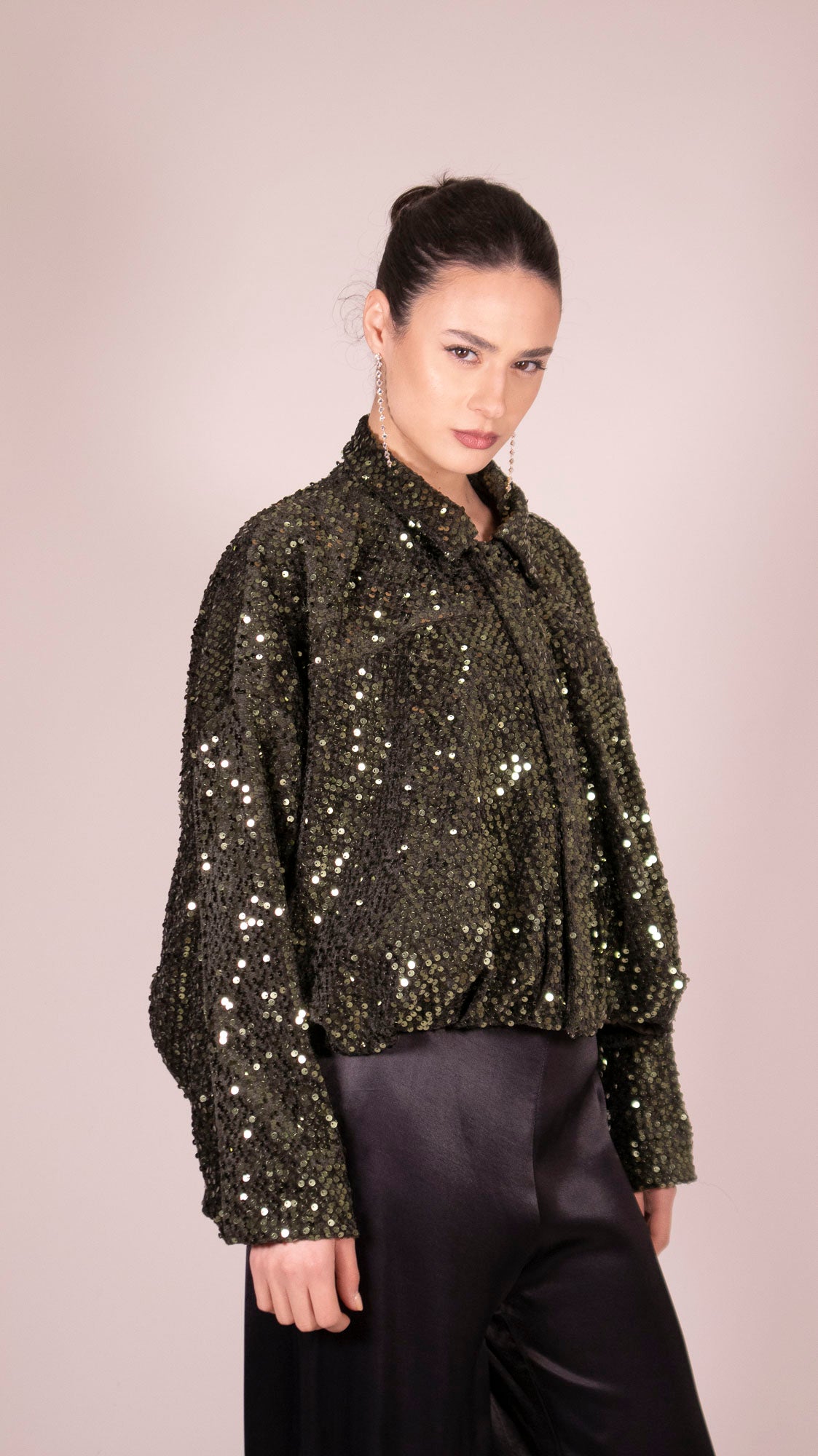 BOMBER PAILLETTES OLIVE