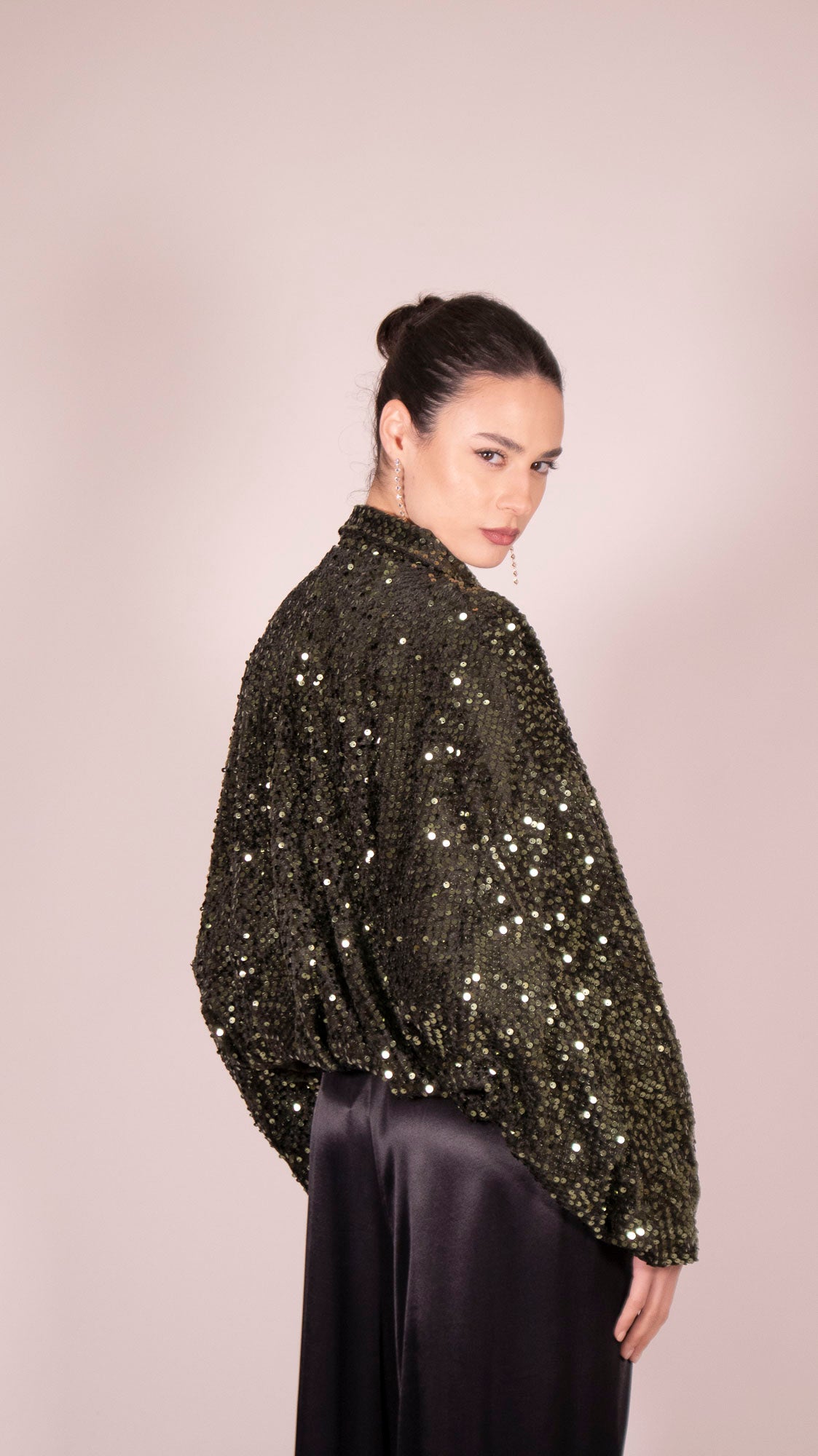 BOMBER PAILLETTES OLIVE
